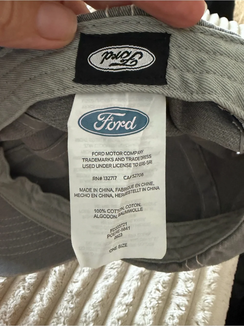 Ford Light Gray Baseball Cap with White Stitching